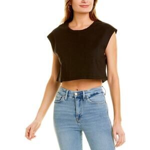 Good American Black Cropped Muscle Tee, Plus Size 2XL, NWT